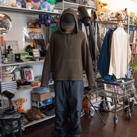 DEMARCOLAB  VENT KNIT BAJA HOODIE  - ARMY