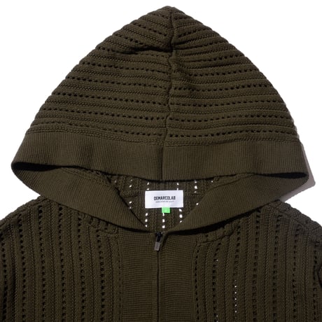 DEMARCOLAB  VENT KNIT BAJA HOODIE  - ARMY