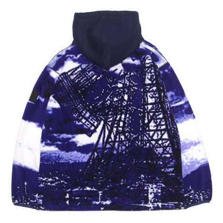 HELLRAZOR THANK YOU TOKYO FLEECE PARKA - NAVY/WHITE