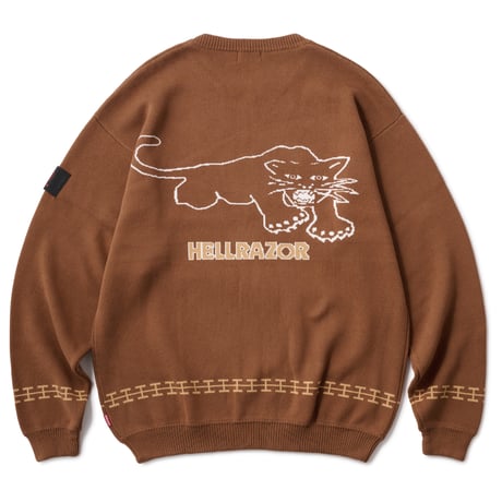 HELLRAZOR RALL TO MY PEOPLE CREW KNIT - BROWN
