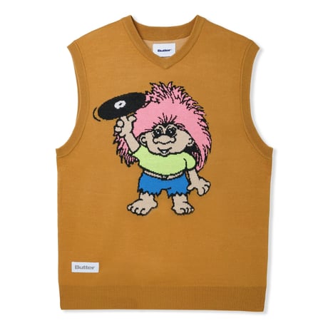 BUTTER GOODS TROLL KNIT VEST - BROWN