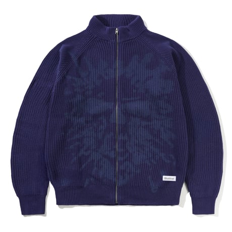 BUTTERGOODS  SHOUT ZIP-THRU KNIT SWEATER - NAVY