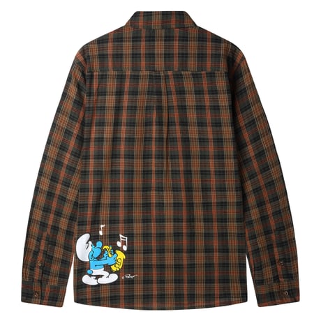 BUTTER GOODS X SMURFS HARMONY PLAID L/S SHIRT - MOSS