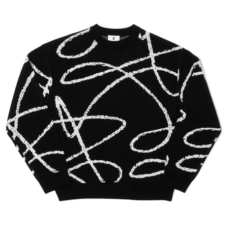 POETIC COLLECTIVE DOODLE JACQUARD KNIT - BLACK