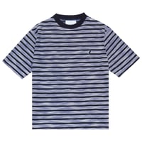 WHIMSY  SLUB KNIT BORDER TEE - BLUE