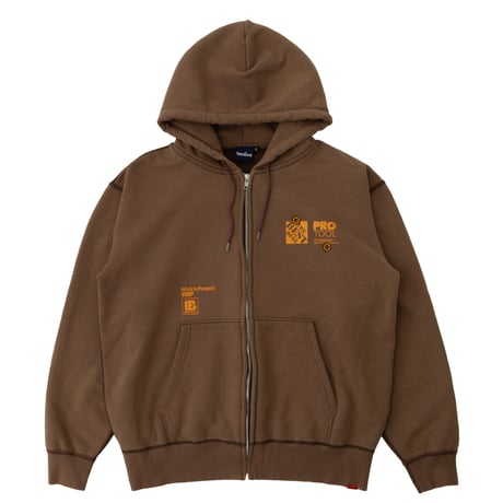 INTERBREED WIP FADED ZIP HOODIE - FADEBROWN