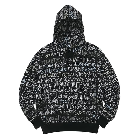 WHIMSY CLAY LETTER HOODIE - BLACK
