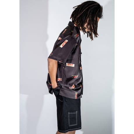 RAW X INTERBREED PAPERS OPENCOLLOAR SHIRT - BLACK