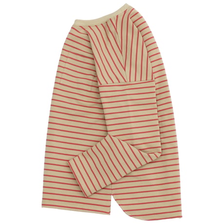 WHIMSY  SNAP SLEEVE BORDER TOP -  BEIGE