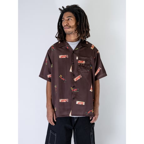 RAW X INTERBREED PAPERS OPENCOLLOAR SHIRT - BROWN
