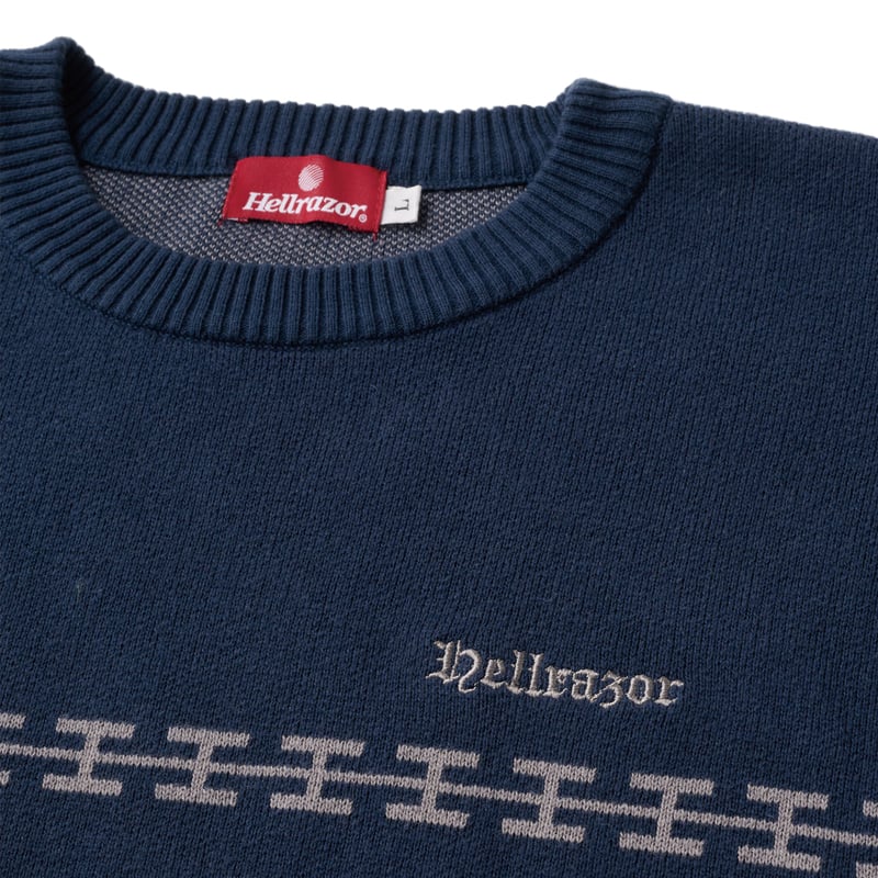 HELLRAZOR H CHAIN LINE CREWKNIT - NAVY | BOTTOM