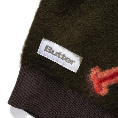 BUTTERGOODS BEETLE ZIP THRU KNIT SWEATER - OLIVE