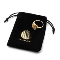 HELLRAZOR LOGO RING with ONYX - BRASS GOLD PLATED