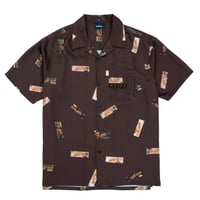 RAW X INTERBREED PAPERS OPENCOLLOAR SHIRT - BROWN