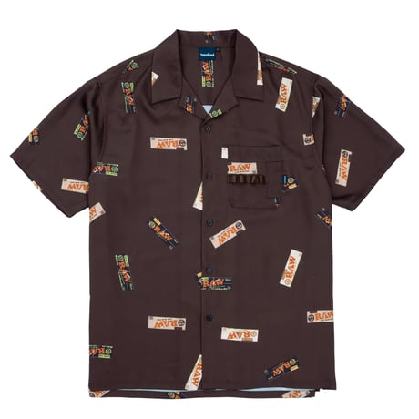 RAW X INTERBREED PAPERS OPENCOLLOAR SHIRT - BROWN