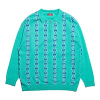 HELLRAZOR CHAIN HALF ZIP KNIT SWEATER - TEAL