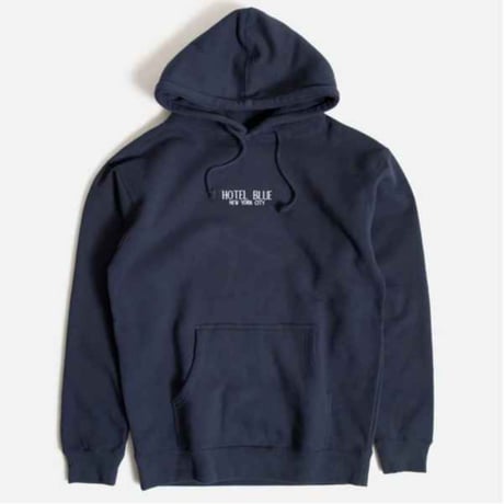 HOTEL BLUE  EMBROIDERED LOGO HOODY - NAVY