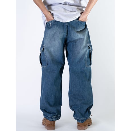 INTERBREED ENGINEER DENIM CARGO PANTS - INDIGO