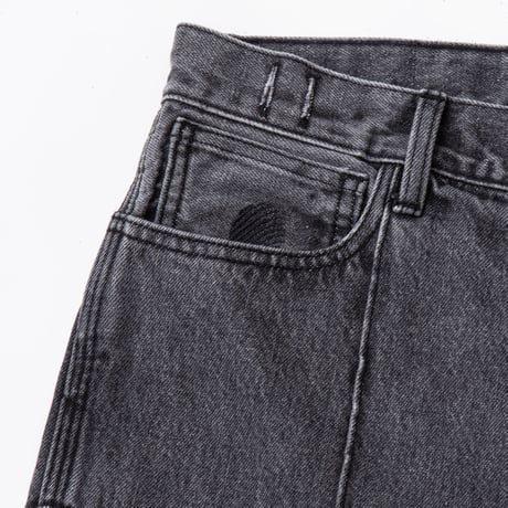 HELLRAZOR BLOCK DENIM SHORTS "YANKEE" - DARK BLACK