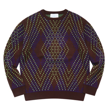 WHIMSY BIG ARGYLE SWEATER - BROWN