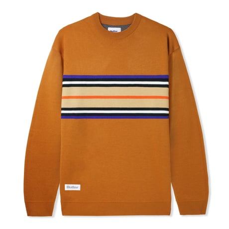 BUTTER GOODS STRIPE KNIT SWEATER - BROWN