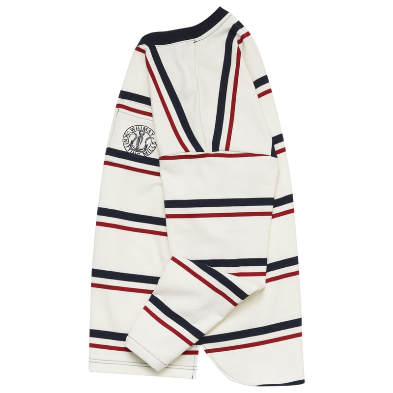 新品 Whimsy SNAP SLEEVE BORDER TOP L ウィムジー Whimsy（ウィムジー