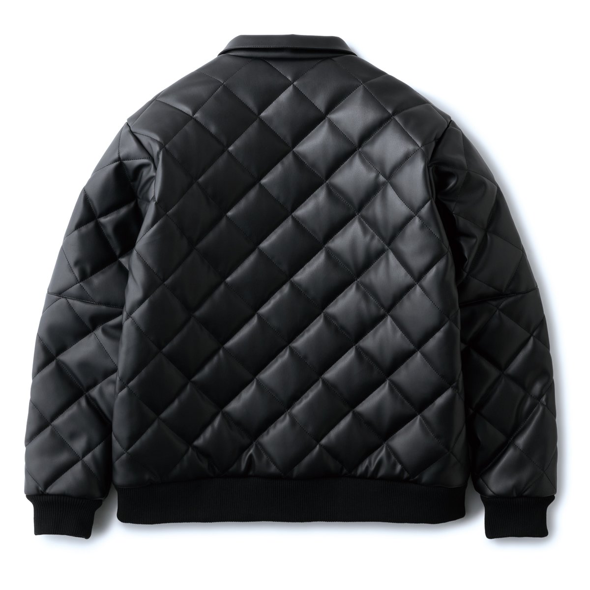 Hellrazor ブラックキルティングジャケット HELLRAZOR FAUXLEATHER DIAMONDQUILTED VIRSITYJAC