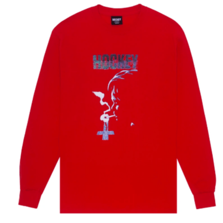 HOCKEY CONFESSION L/S TEE-RED