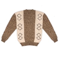 OCTAGON  CROSSED KNITTED SWEATER - CREAM/BROWN