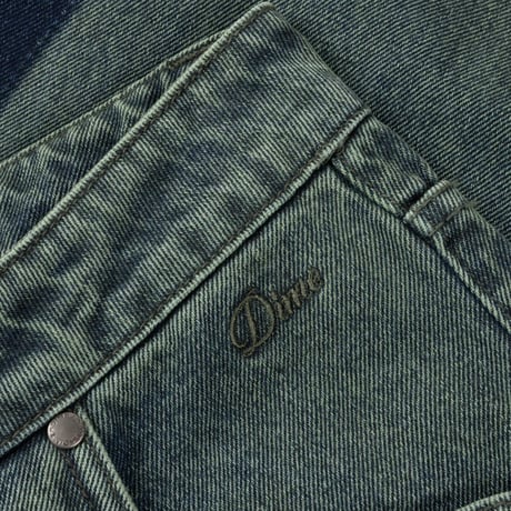 DIME  BAGGY DENIM PANTS - DISTRESSED GREEN