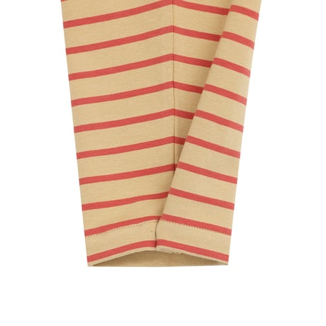WHIMSY  SNAP SLEEVE BORDER TOP -  BEIGE