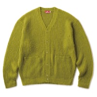 HELLRAZOR MOHAIR RIBKNIT CARDIGAN - MOSS GREEN