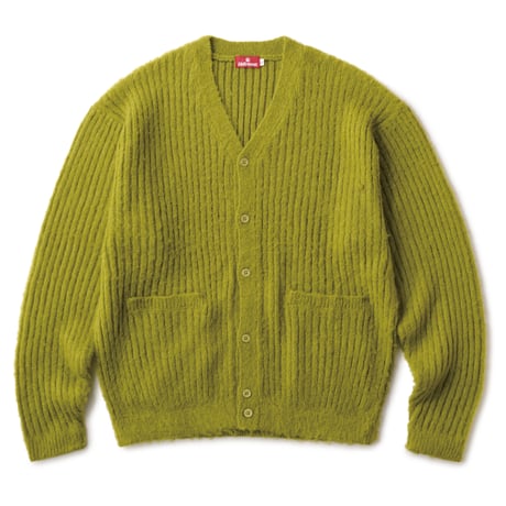 HELLRAZOR MOHAIR RIBKNIT CARDIGAN - MOSS GREEN