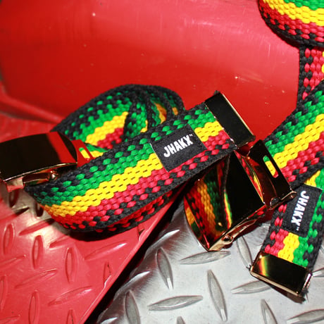 JHAKX PLAITED RASTA GOLD BELT