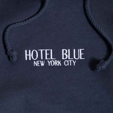 HOTEL BLUE  EMBROIDERED LOGO HOODY - NAVY