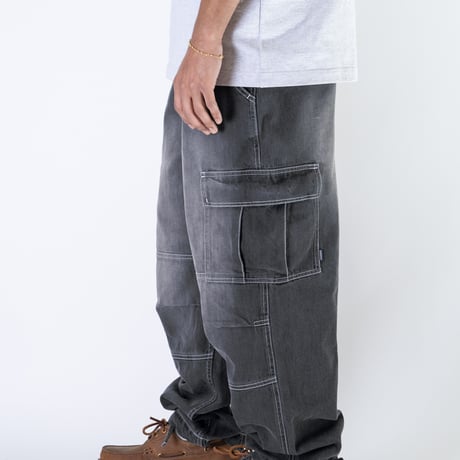 INTERBREED ENGINEER DENIM CARGO PANTS - BLACK