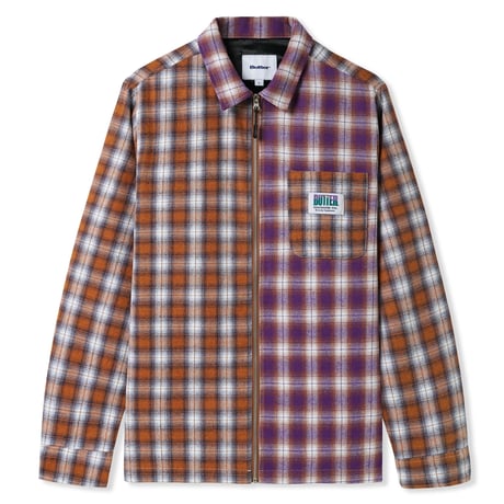 BUTTER GOODS PATCHWORK PLAID OVERSHIRT  - BROWN/PURPLE