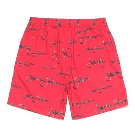HELLRAZOR METAL SCRIPT LOGO SHORTS - RED