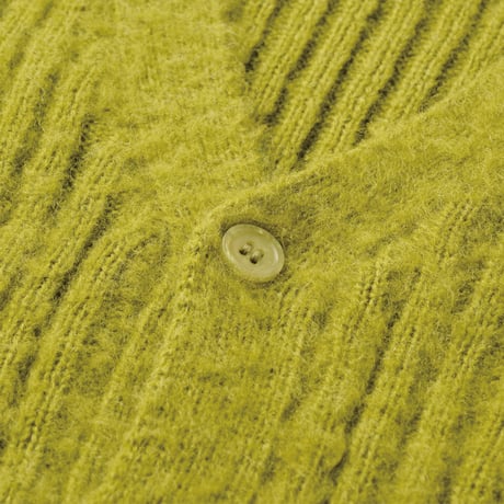 HELLRAZOR MOHAIR RIBKNIT CARDIGAN - MOSS GREEN