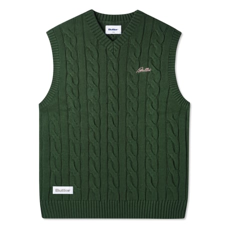 BUTTERGOODS CABLE KNIT VEST - FOREST