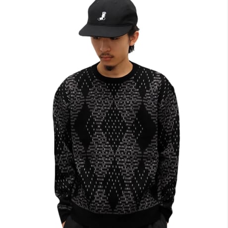 WHIMSY BIG ARGYLE SWEATER - BLACK