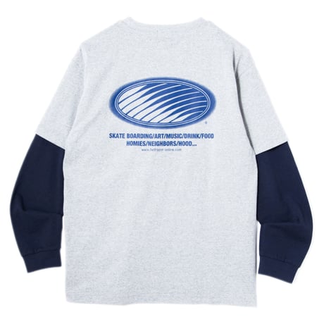 HELLRAZOR TAKE CARE LAYERED L/S TEE - ASHGREY/NAVY