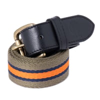 HELLRAZOR TRIM STRIPED LEATHER BELT - OLIVE / ORANGE