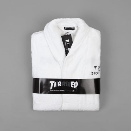 TIRED X THRASHER T&D BATH ROBE - WHITE