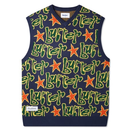 BUTTERGOODS STAR KNIT VEST - NAVY
