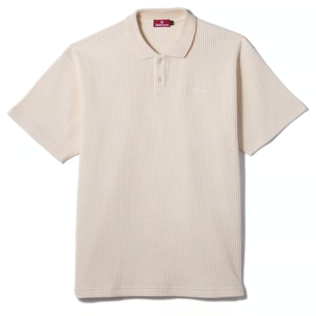 HELLRAZOR SCRIPTLOGO WAFFLE POLO SHIRT - NATURAL