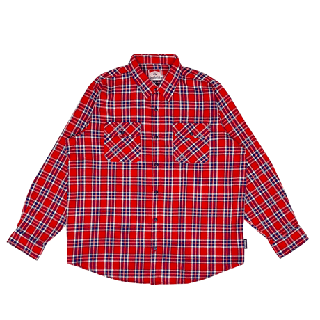 DEATHWISH OGCLASSIC FLANNEL BUTTON UP  - RED/BLUE