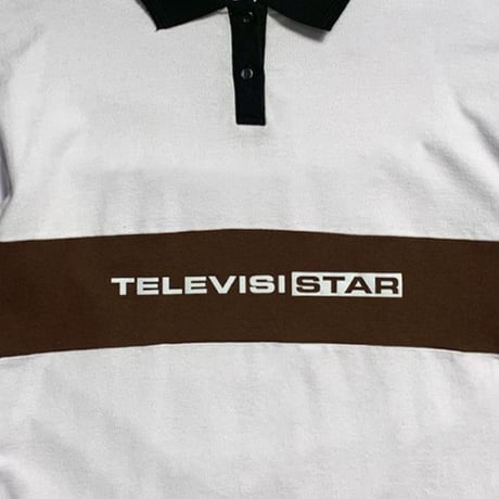 TELEVISISTAR BOXY LONGSLEEVE TVS POLOSHIRT - WHITE/BROWN