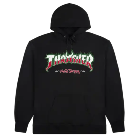 NJ X THRASHER HOODIE - BLACK