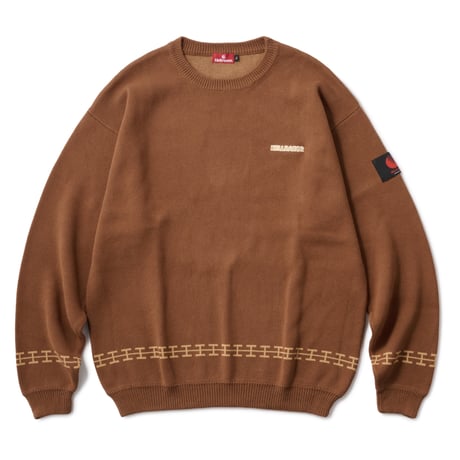 HELLRAZOR RALL TO MY PEOPLE CREW KNIT - BROWN
